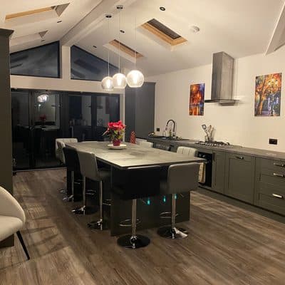 Robbie's kitchen extension looking towards the bi-fold doors